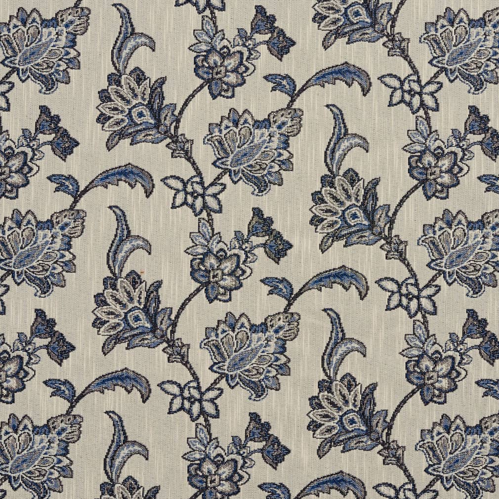 Persian Blue - Blue Floral Upholstery Fabric 54 Inches&#x22;
