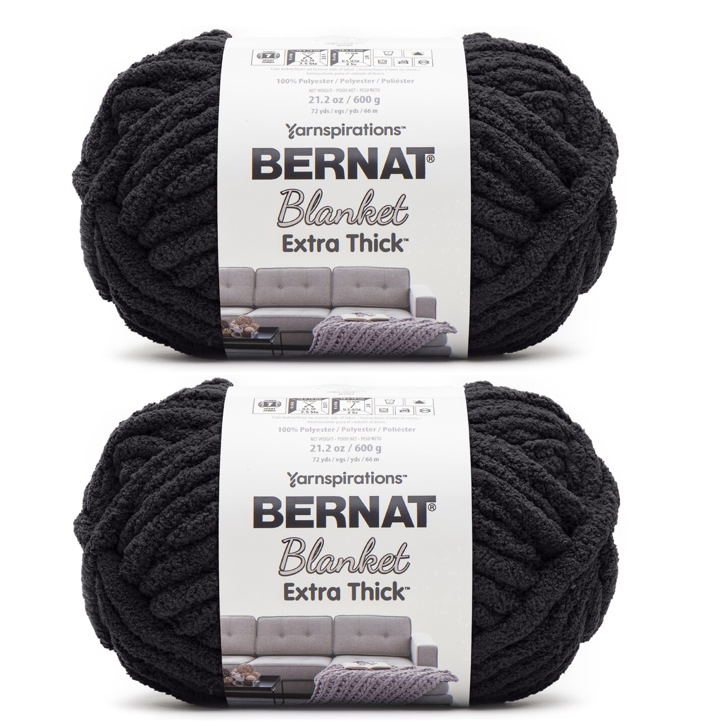 Multipack of 2 - Bernat Blanket Extra Thick 600g-Coal
