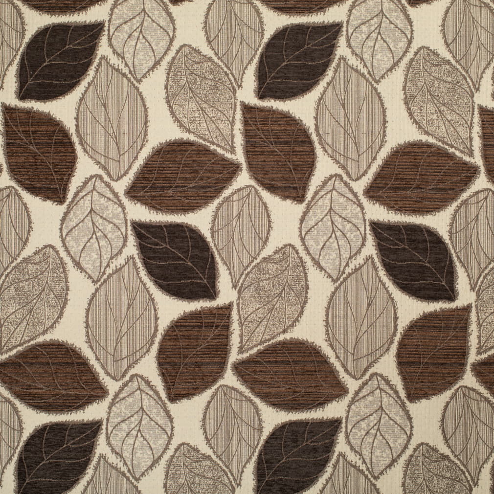 Godiva - Brown Abstract Geometric,leaves Upholstery Fabric 54 Inches"