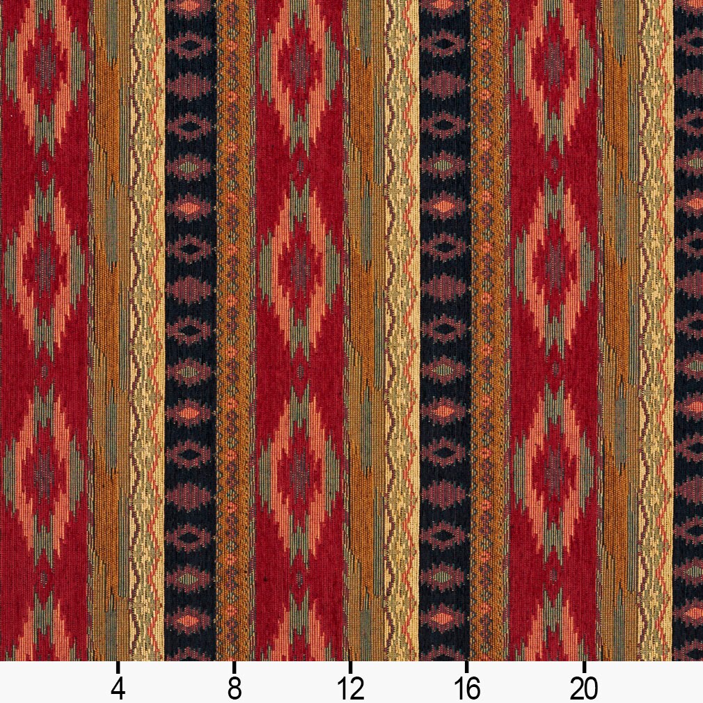 Upholstery Fabric - Red & Burgundy Global,Southwestern,Stripe Upholstery Fabric 54 Inches"