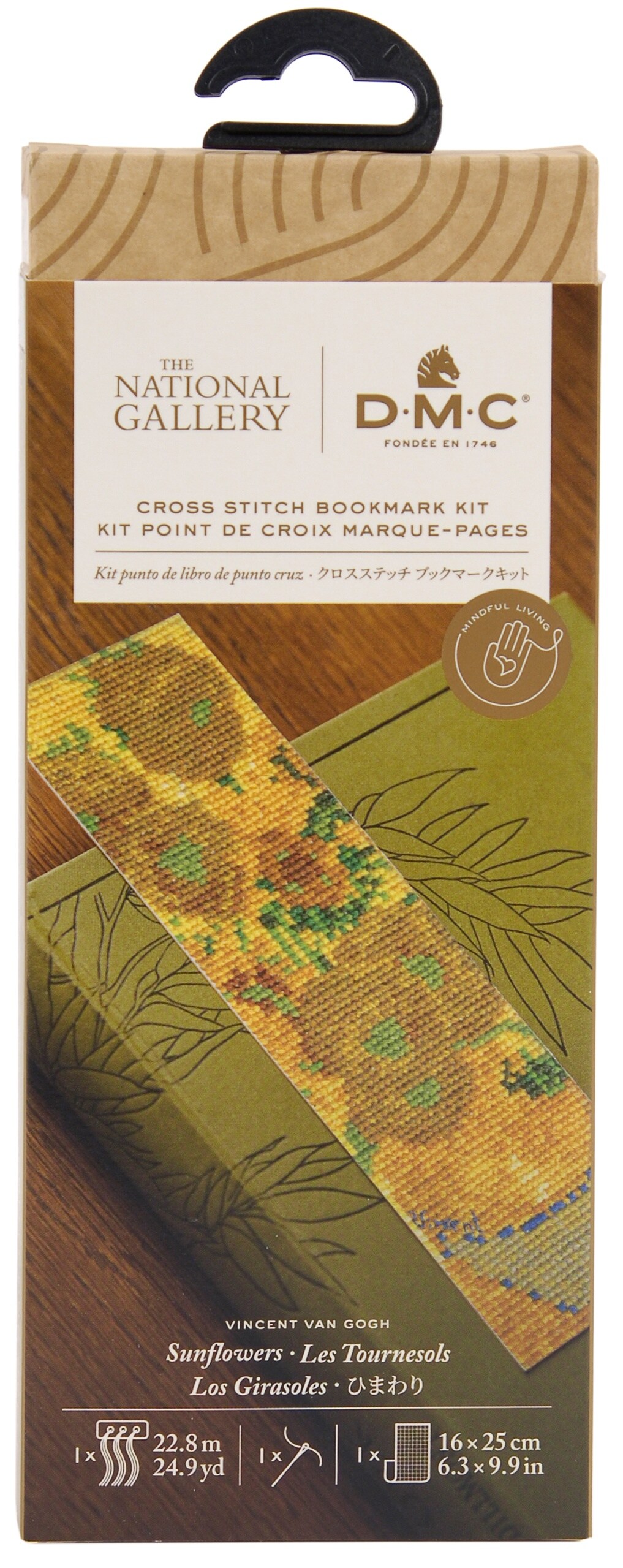 DMC Advanced Bookmark Cross Stitch Kit-Sunflowers By Van Gogh