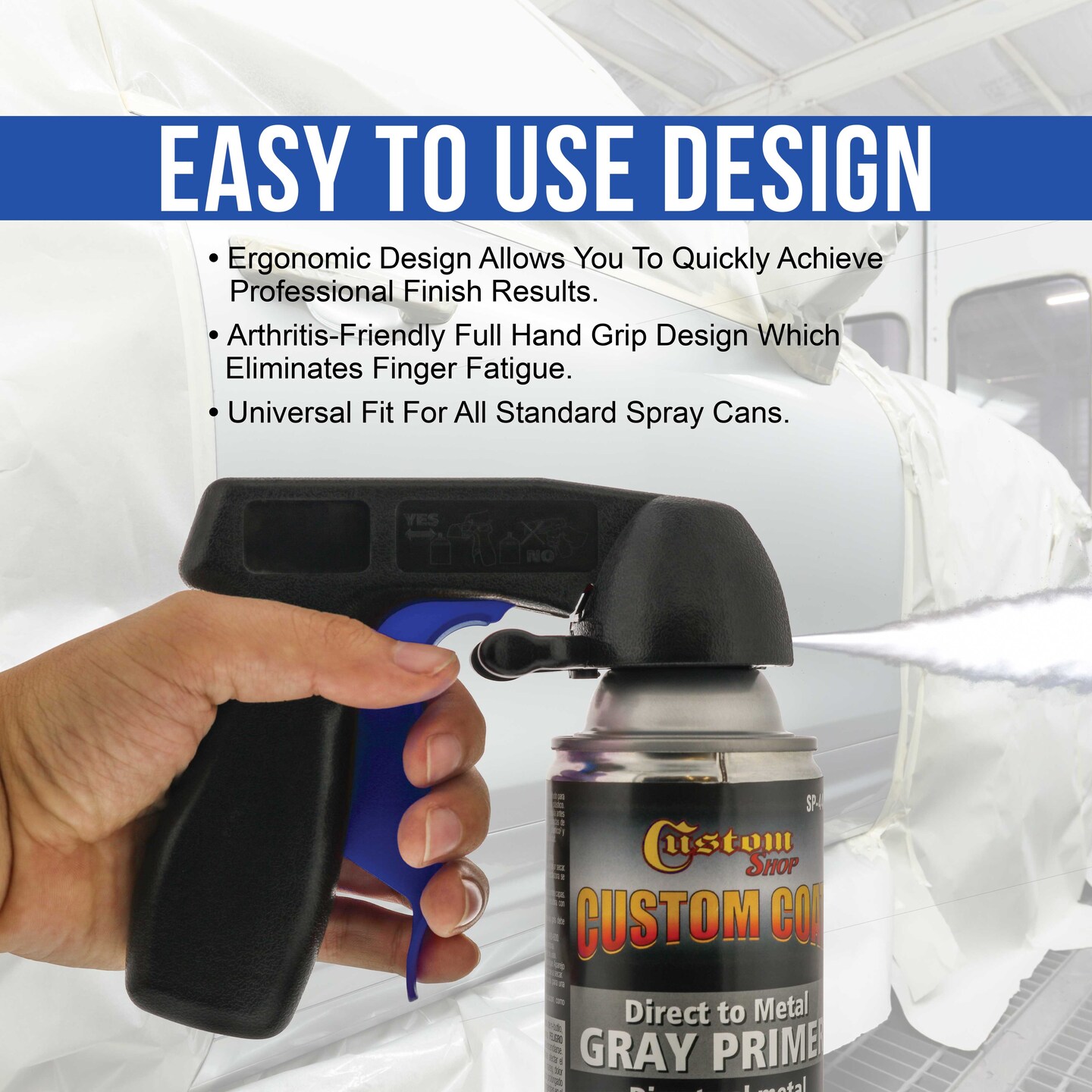 Instant Aerosol Trigger Handle (2 Pack) - Attach to Convert Spray Cans into Spray Guns - Universal Fit, Use on Spray Paint, Adhesives - Reusable, Clip-On &#x26; Off, Full Comfort Hand Grip
