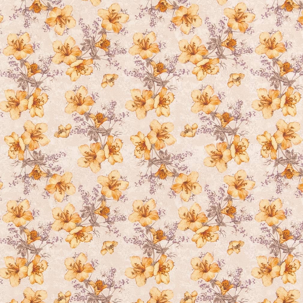 Apricot - Coral/Orange/Persimmon Floral Upholstery Fabric 54 Inches"