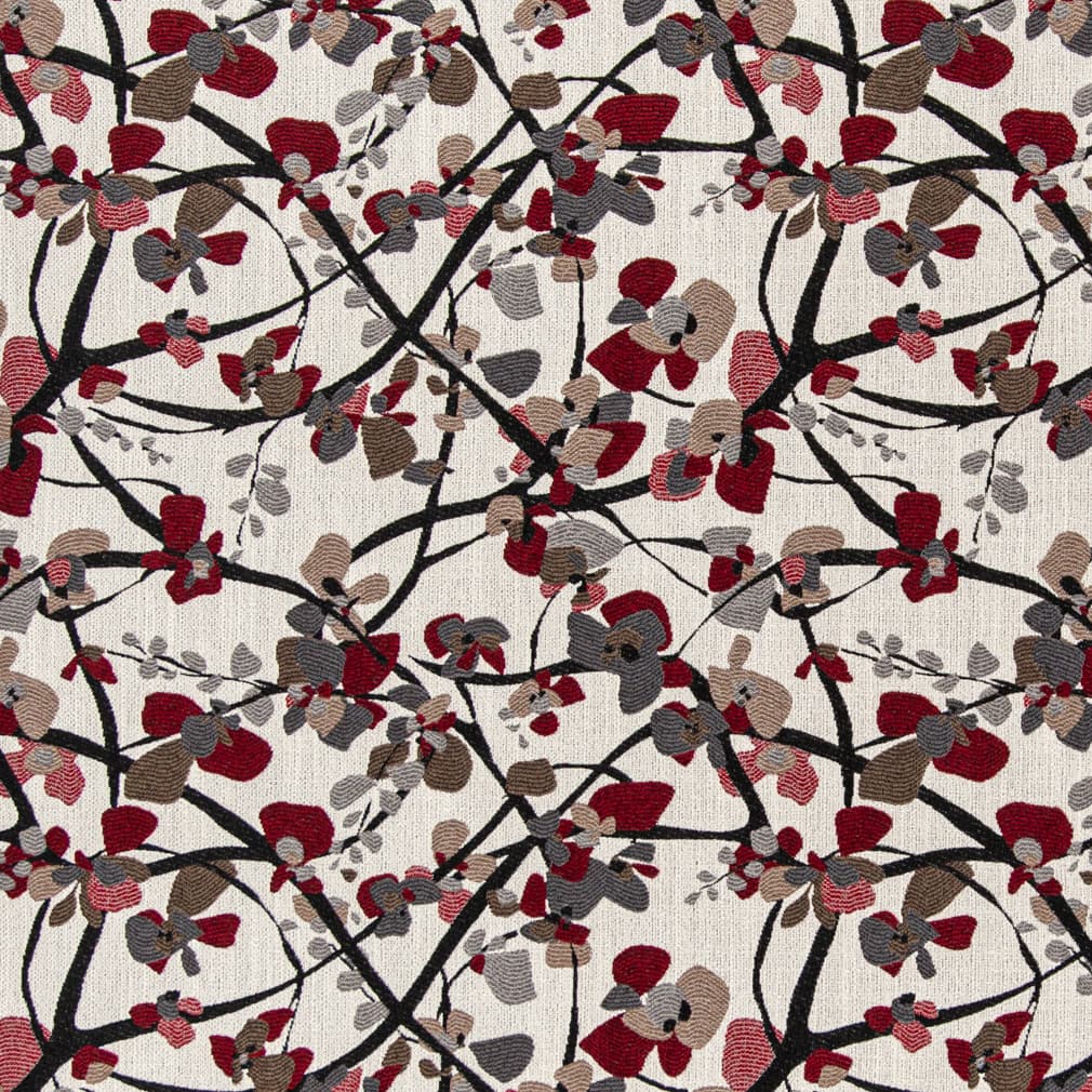 Crimson - Red & Burgundy Abstract & Geometric,Leaves Upholstery Fabric 54 Inches"