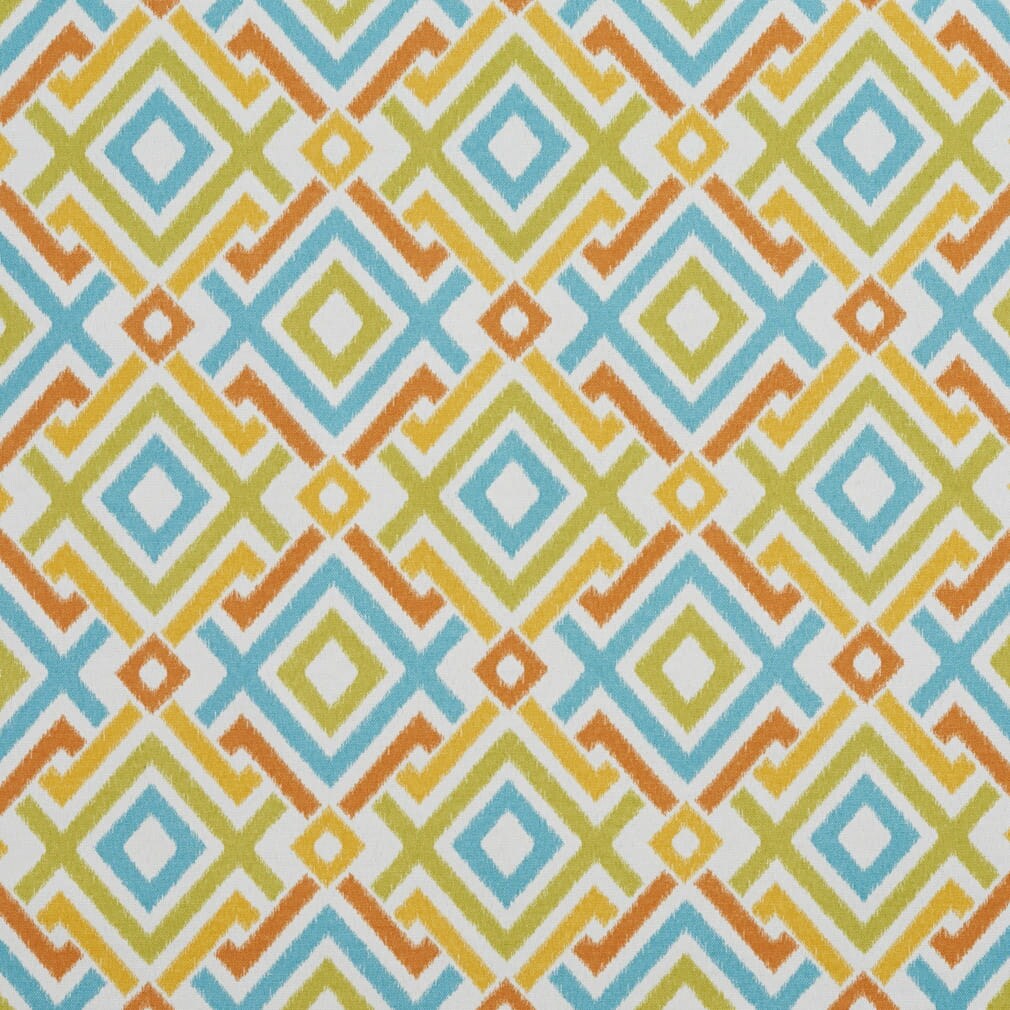 Citrus - Aqua Teal,gold Yellow,green Abstract Geometric Upholstery Fabric 54 Inches"