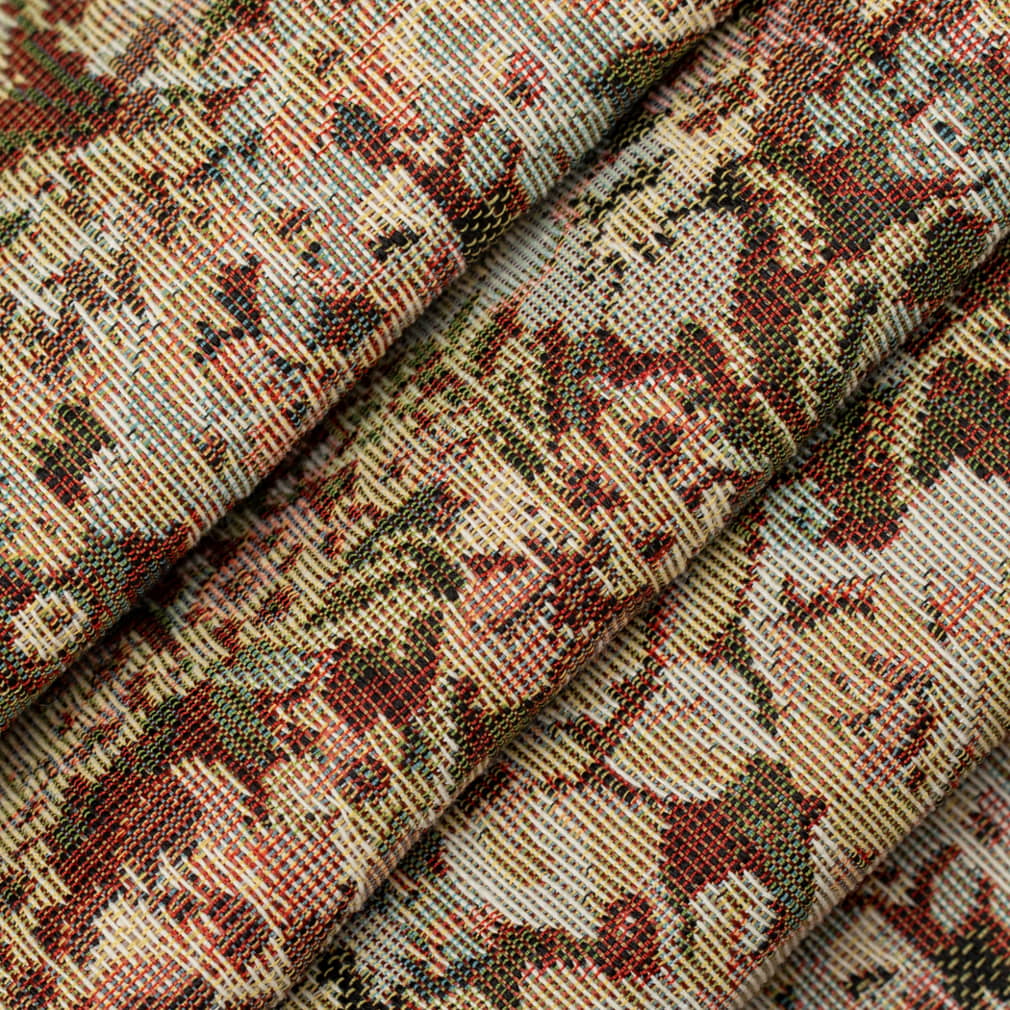 Rosewood - Orange & Rust,Red & Burgundy Floral Upholstery Fabric 54 Inches"
