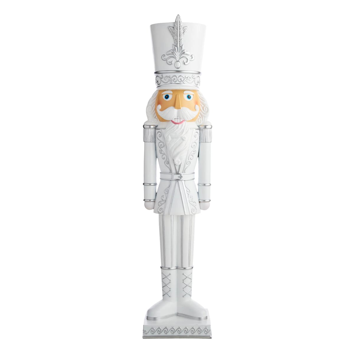 3.5&#x27; Silver and White Nutcracker &#x2013; Winter Holiday D&#xE9;cor with Frosted Finish