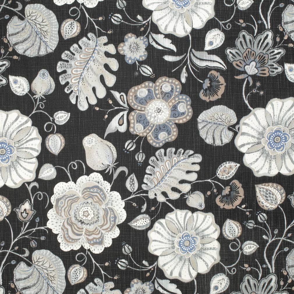 Upholstery Fabric - Black Floral Upholstery Fabric 54 Inches"