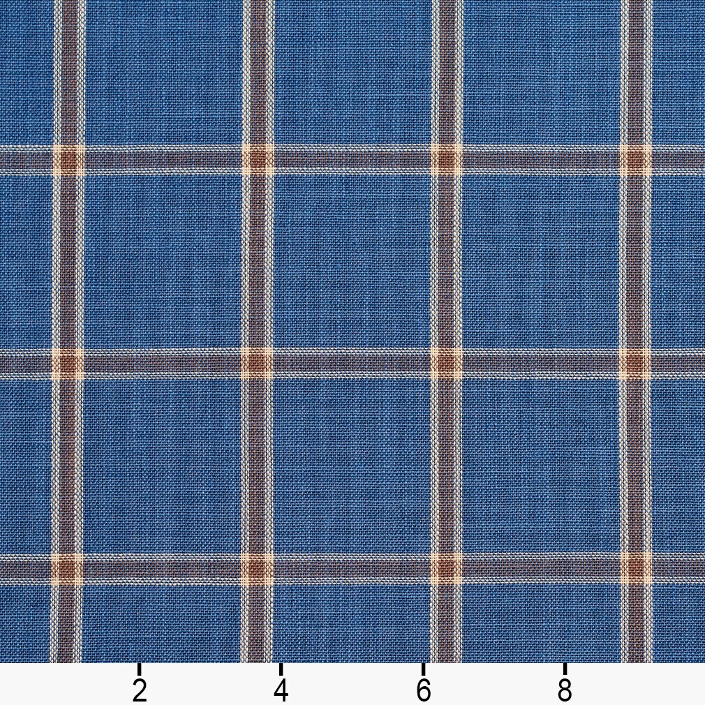 Wedgewood Windowpane - Blue Plaid Upholstery Fabric 54 Inches"
