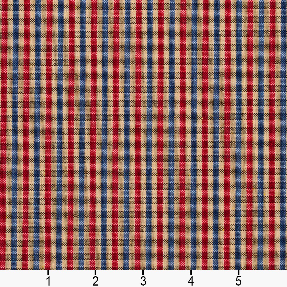 Patriot Check - Blue,Red &#x26; Burgundy Check &#x26; Houndstooth,Small Scale Upholstery Fabric 54 Inches&#x22;