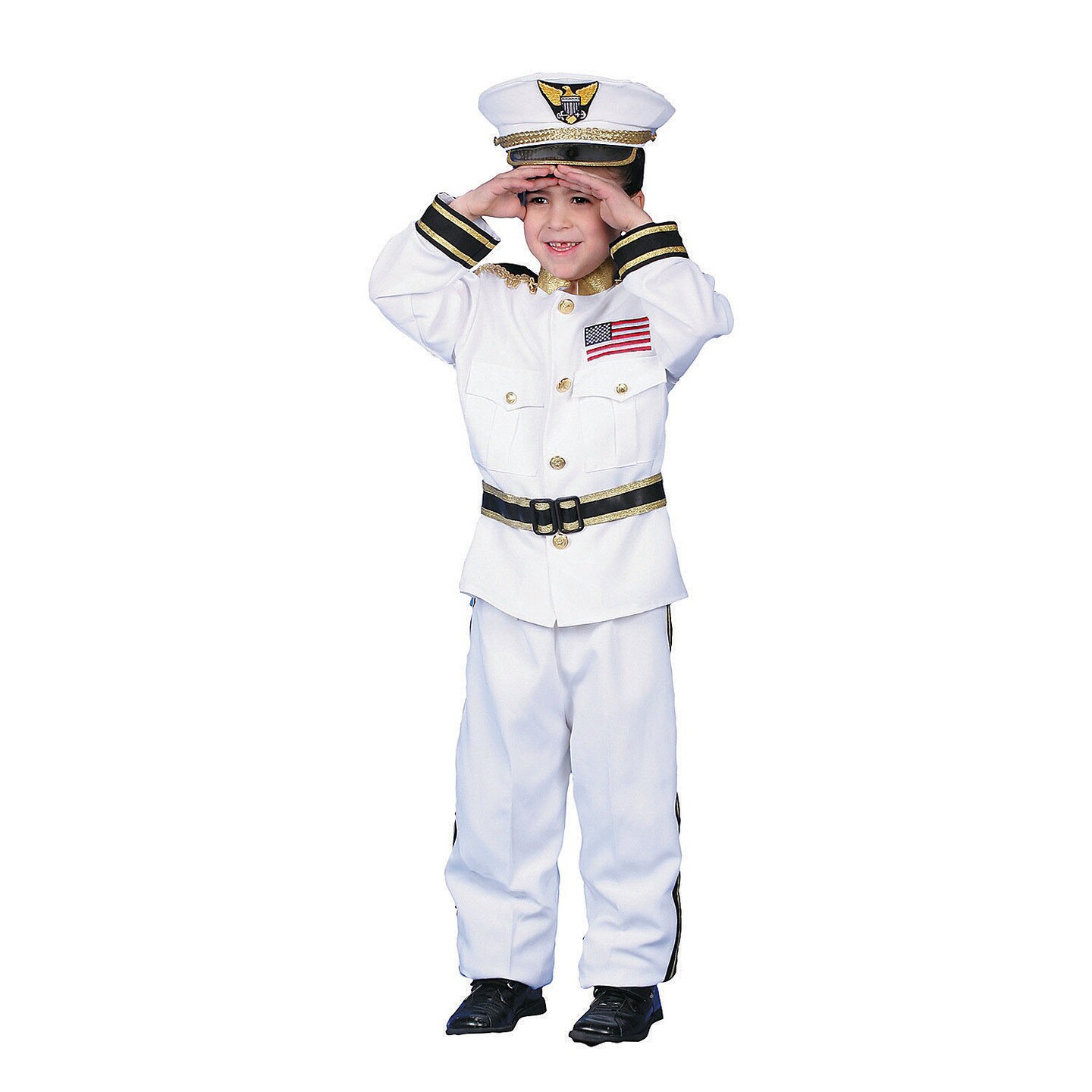 Boys Navy Admiral Costume with Shirt Pants Belt and Hat for Halloween Parties