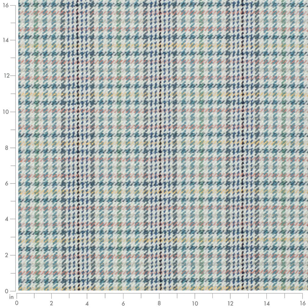 Seaglass - Aqua & Teal Check & Houndstooth,Plaid Upholstery Fabric 54 Inches"