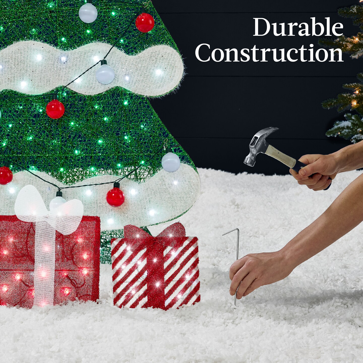 Best Choice Products 6ft Lighted 2D Christmas Tree Outdoor Decor w/ 170 LED Lights, Gift Boxes, Storage Bag