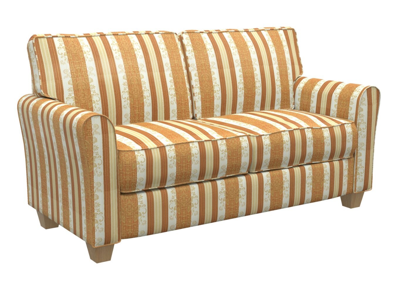 Amber Vintage - Orange &#x26; Rust Damask,Stripe Upholstery Fabric 54 Inches&#x22;