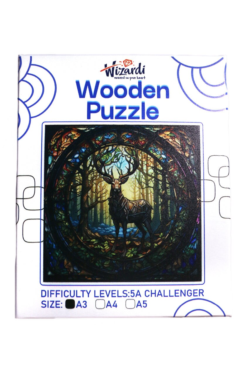 Deer in the Forest - Jigsaw Wooden Puzzle by Wizardi F07N9-13