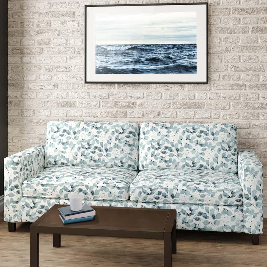 Upholstery Fabric - Aqua &#x26; Teal,Blue Leaves Upholstery Fabric 54 Inches&#x22;