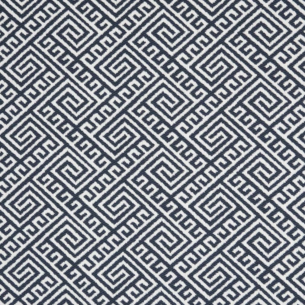 Ink - Blue Abstract & Geometric,Greek Key Upholstery Fabric 54 Inches"