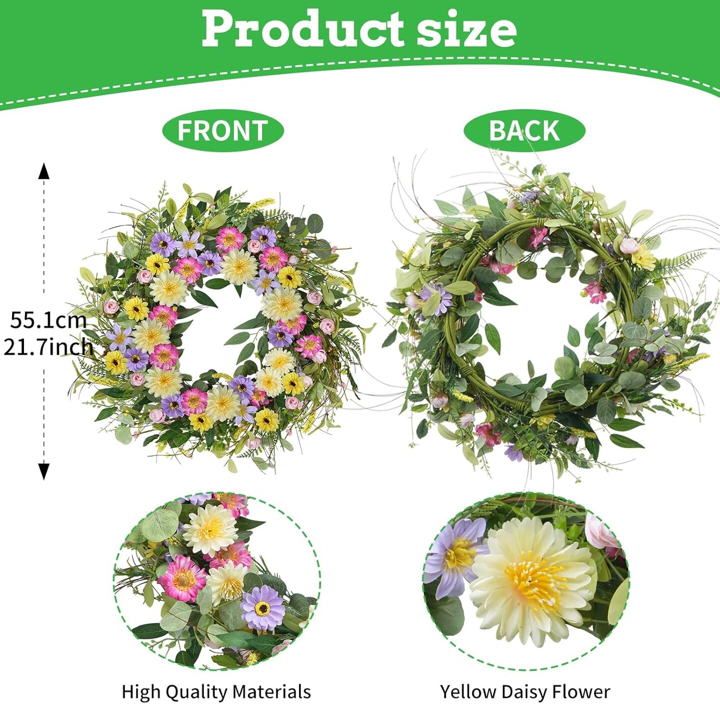 24 Inch Spring Wreaths for Front Door