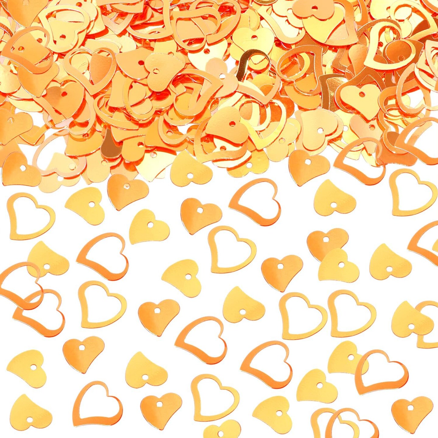 1200Pcs Love Heart Shaped Confetti, Table Wedding Decoration, Glitter Confetti for Wedding Party (Glitter Orange)