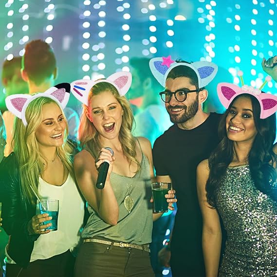 4 pcs Cat Ears Headband Set Party Decorations Headbands,Plush Soft Ears Headband for Cartoon Cosplay Costume Accessories