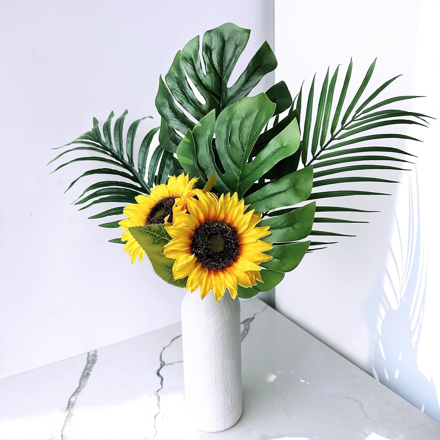 9-Pack Summer Sunflower Stems &#x2013; 19.7&#x22; Lifelike Yellow Silk Flowers with Long Stems for Vases &#x26; Floral Arrangements