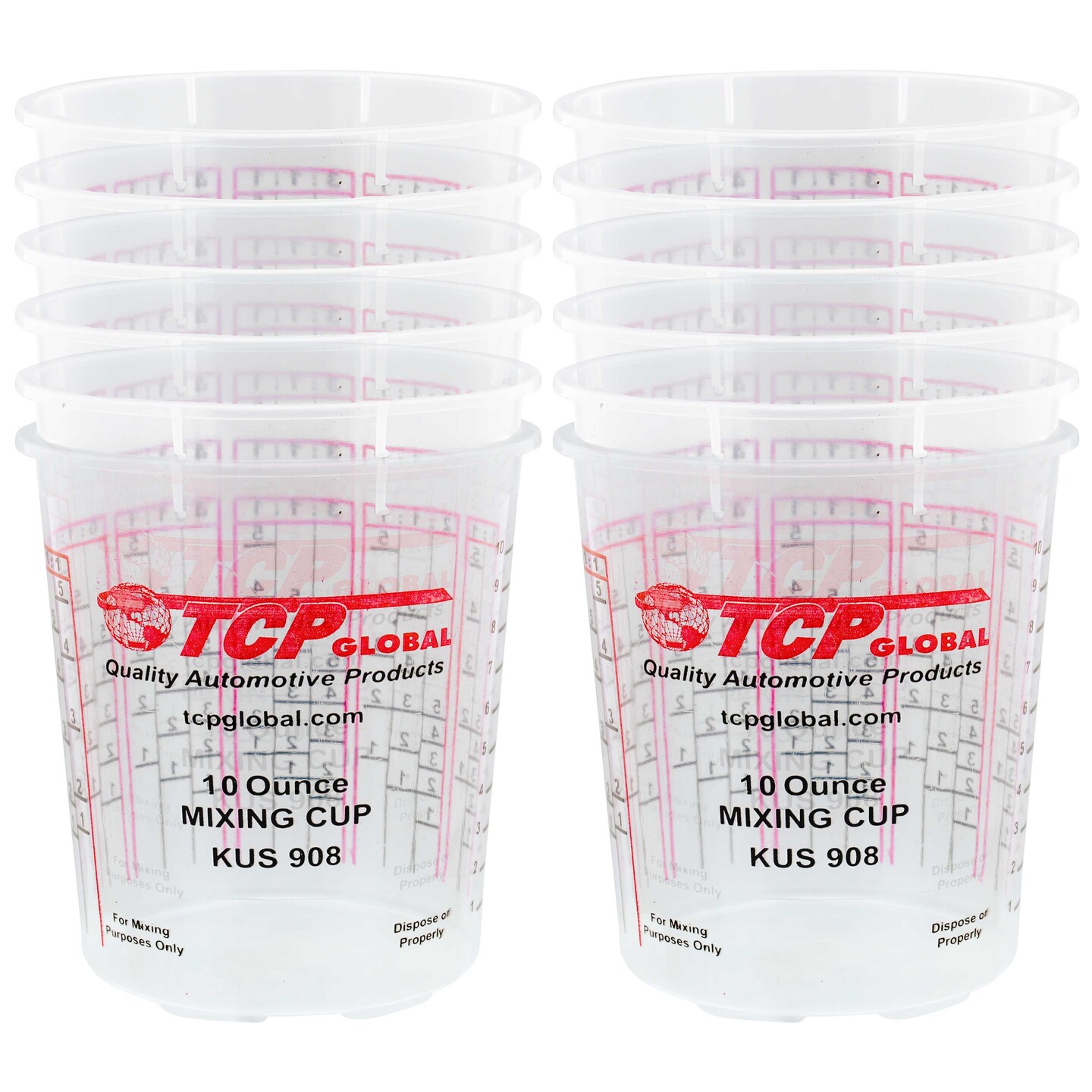 Paint Mixing Cups Plastic Measuring Cup Epoxy Resin, Disposable or Reusable, 8-Ounce (Half Pint) - Pack of 12 - Graduated, Mixing Ratios, Automotive Painting Acrylic Art Crafts