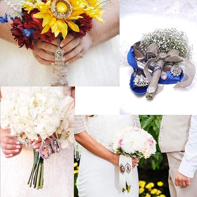 60pcs Pendant Tray Kit, 30pcs 5 Color Oval Pendant Blank Bezel, 30pcs 25 x 18mm Glass Cabochon Dome Tiles Clear Cameo Memorial Photo Pendant for Wedding Bouquet Graduation Photo Charm