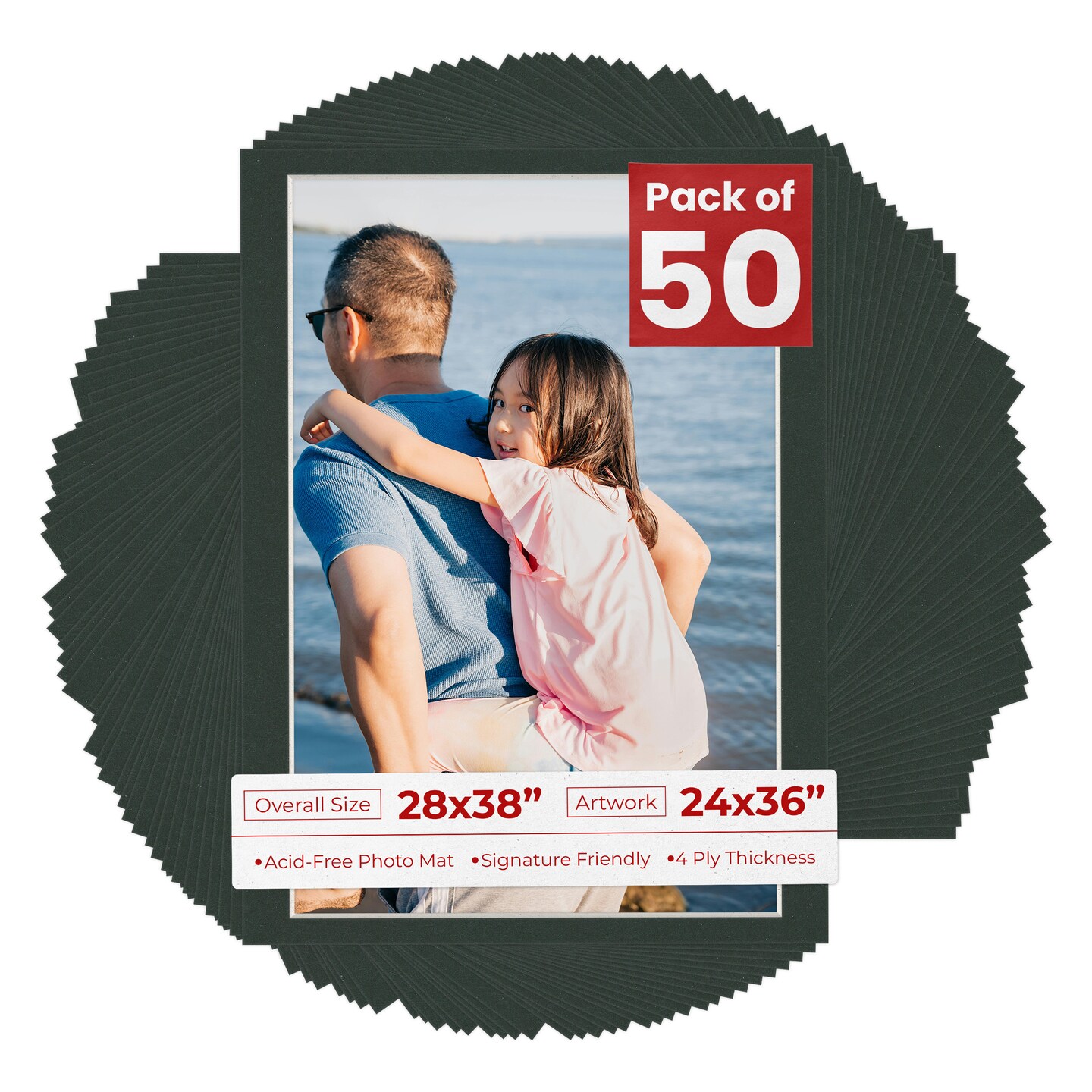 Black Mat Board for 28x38 Frames - Fits 24x36 Photos, Color: Black ...