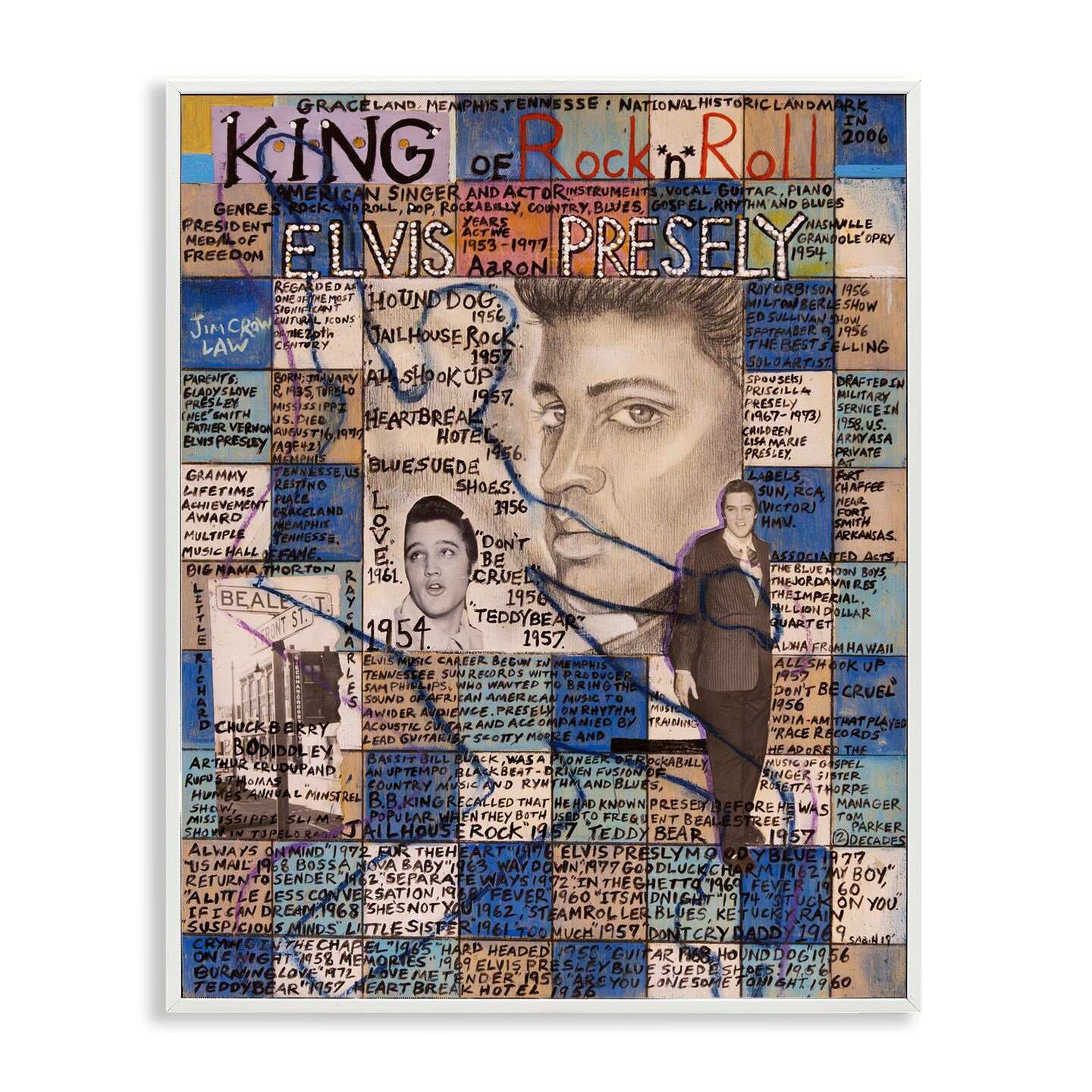 Stupell Industries Elvis Presley Collage Framed Giclee Wall Art Design by Sabin