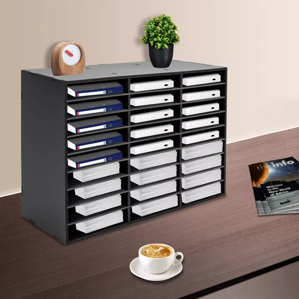 PVC 27 Slots File Sorter Literature Organizer Tabletop Mail Paper Storage Holder