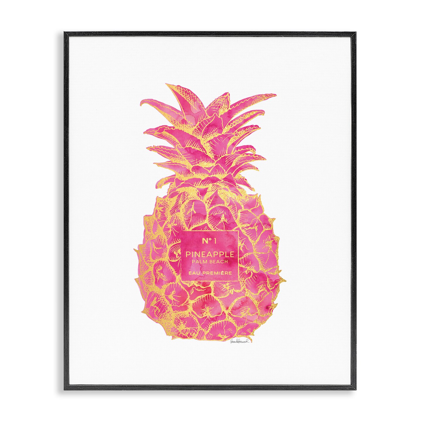 Stupell Industries Glam &#x26; Pink Pineapple Framed Giclee Wall Art Design by Amanda Greenwood