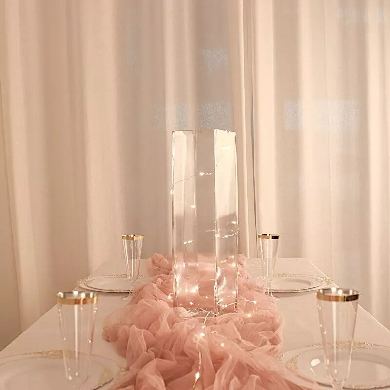 6 Clear 16-Inch Square GLASS FLOWER VASES Wedding Party Centerpieces Supplies