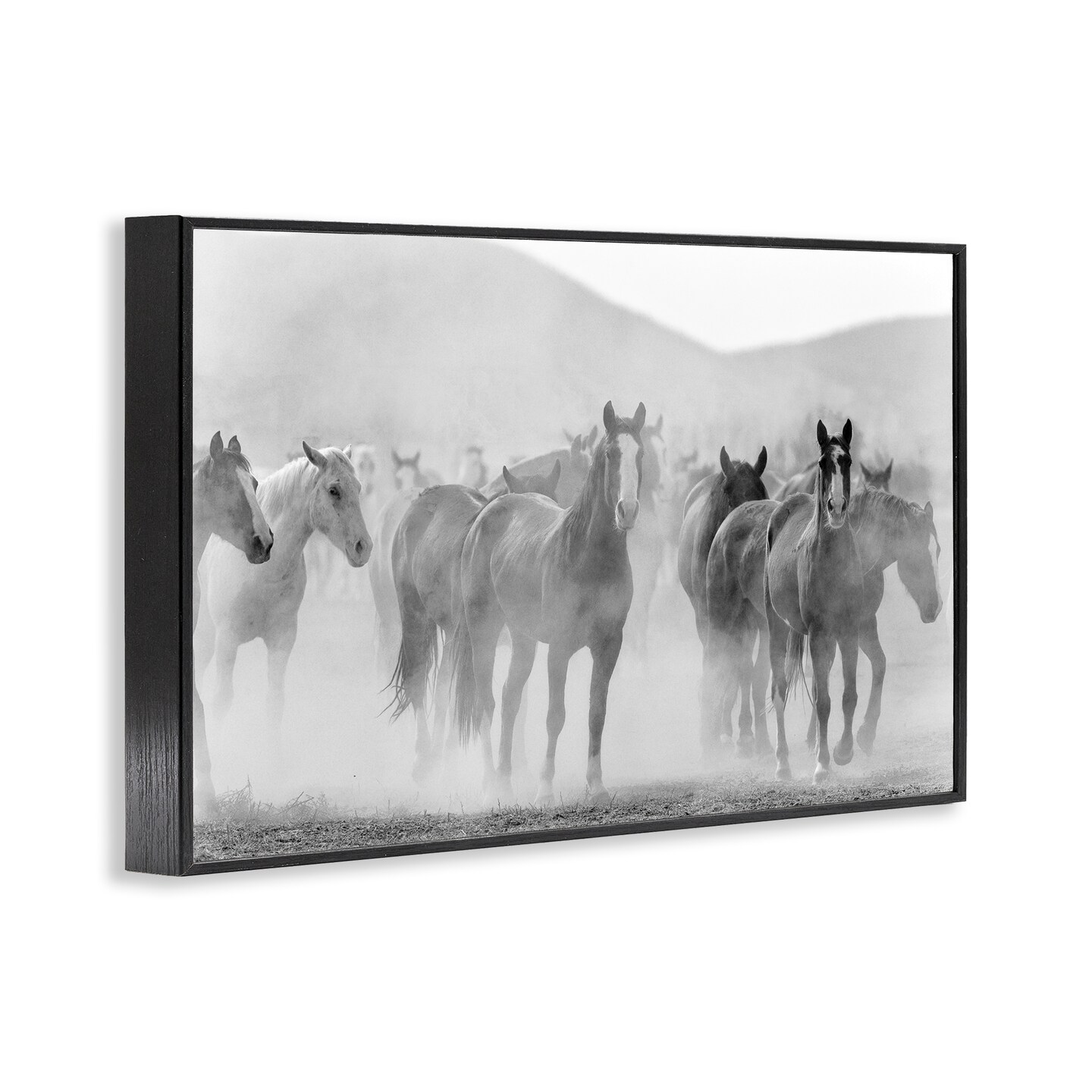 Stupell Industries Running Horse Herd Framed Giclee Wall Art Design by Kim Allen