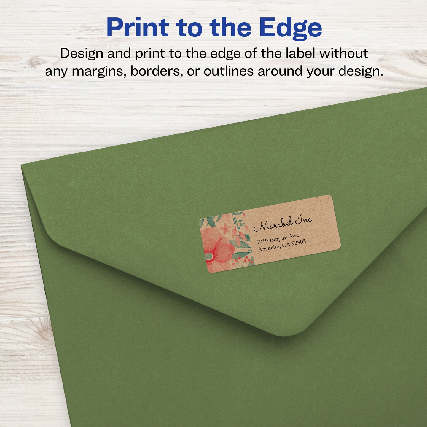 Avery Kraft Brown Rectangle Labels with Sure Feed, 1&#x22; x 2-5/8&#x22;