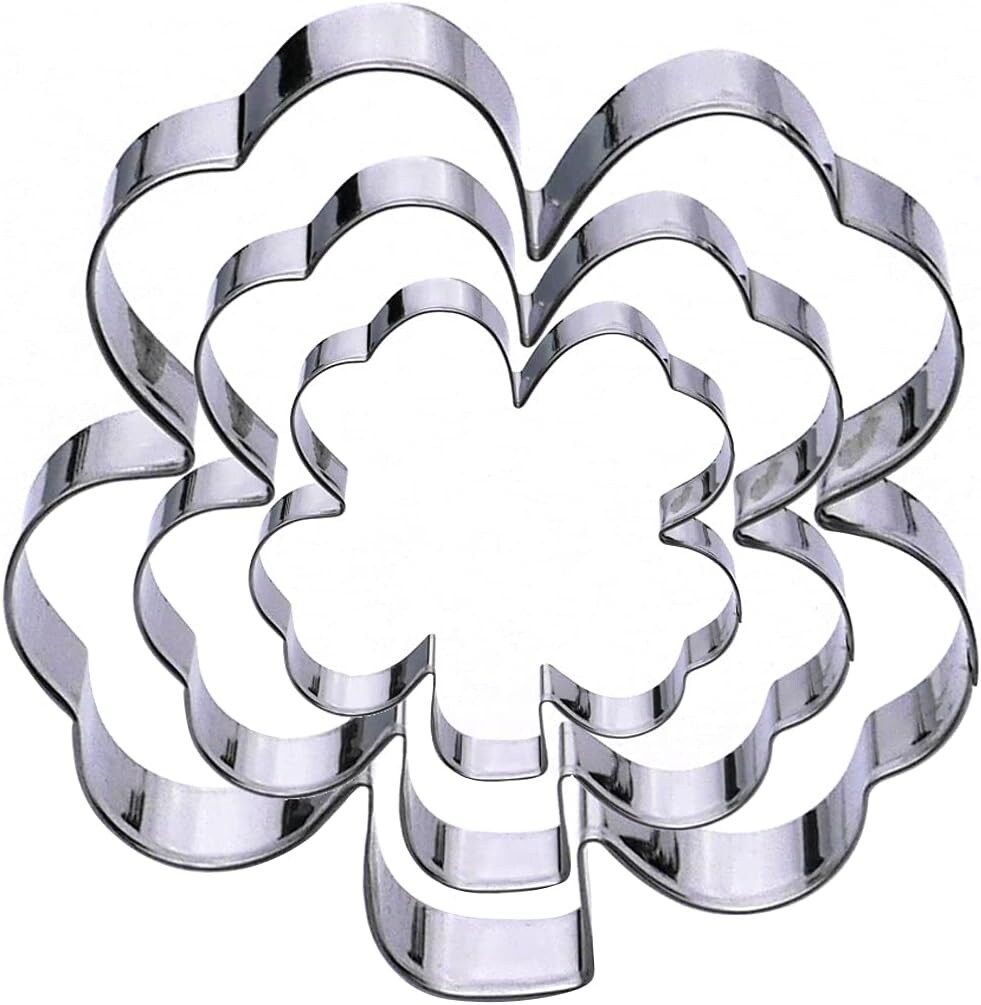 St Patrick's Day Clover Cookie Cutter Set 3 Piece Stainless Steel Shamrock