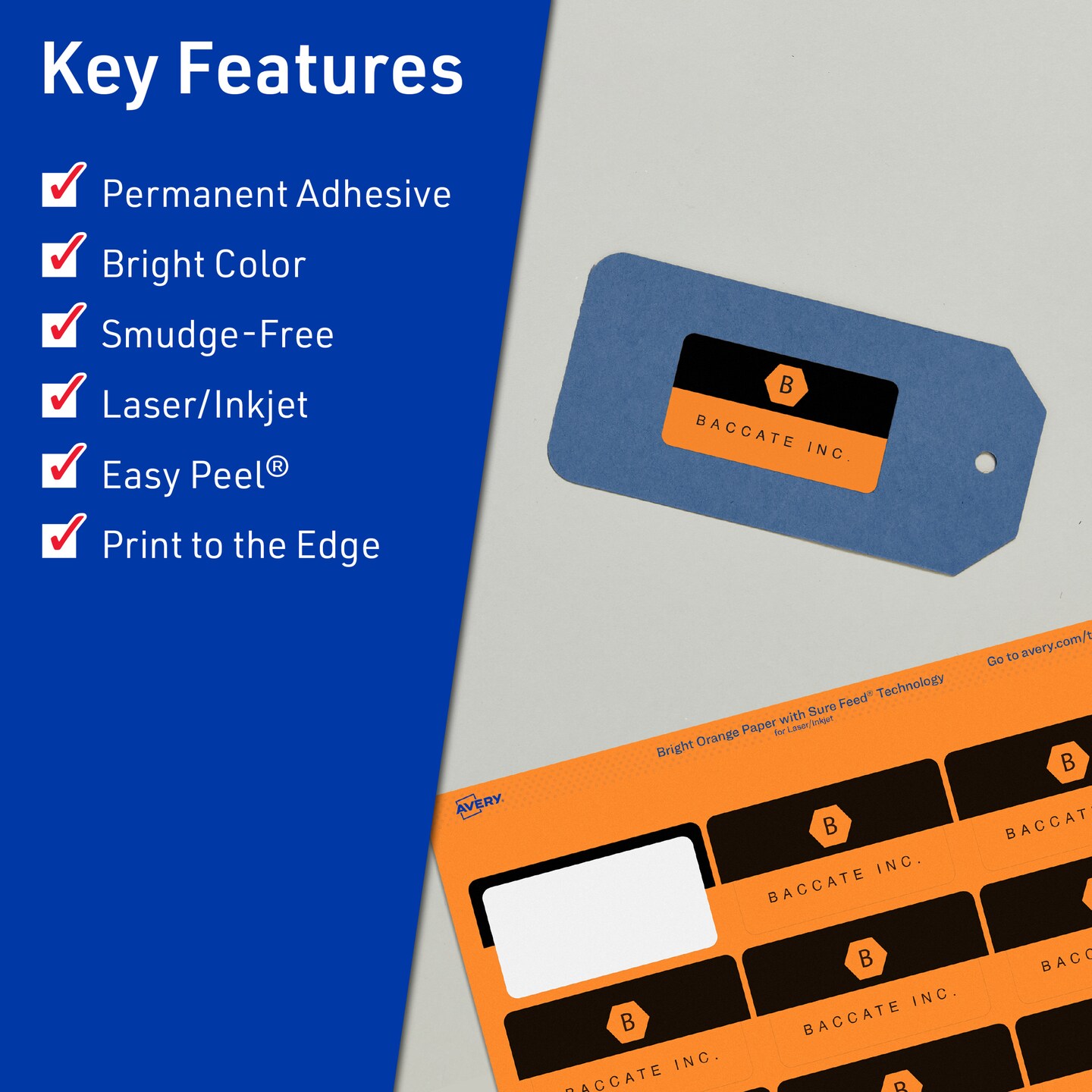 Avery Bright Orange Paper Labels, 1&#x22; x 2-5/8&#x22; Rectangle