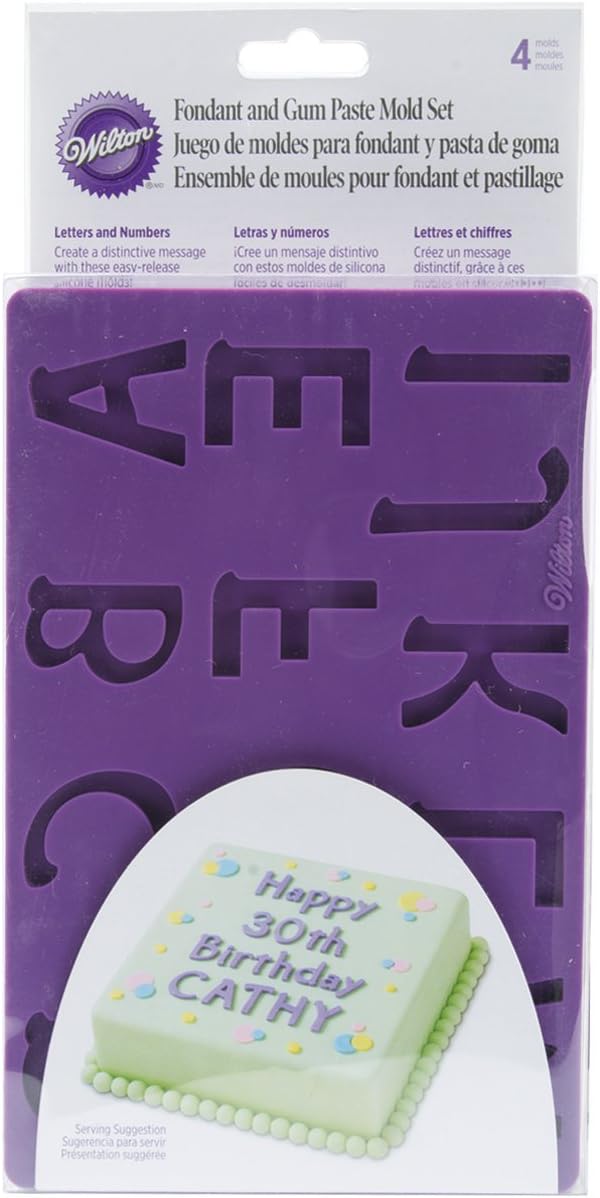Silicone Letters and Numbers Fondant and Gum Paste Molds, 4-Piece - Cake Decorating Supplies