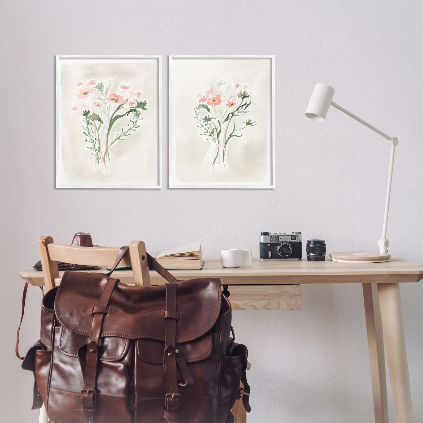 Stupell Industries Simple Watercolor Flowers 2 pc Framed Giclee Wall Art Set Design by Elizabeth Medley