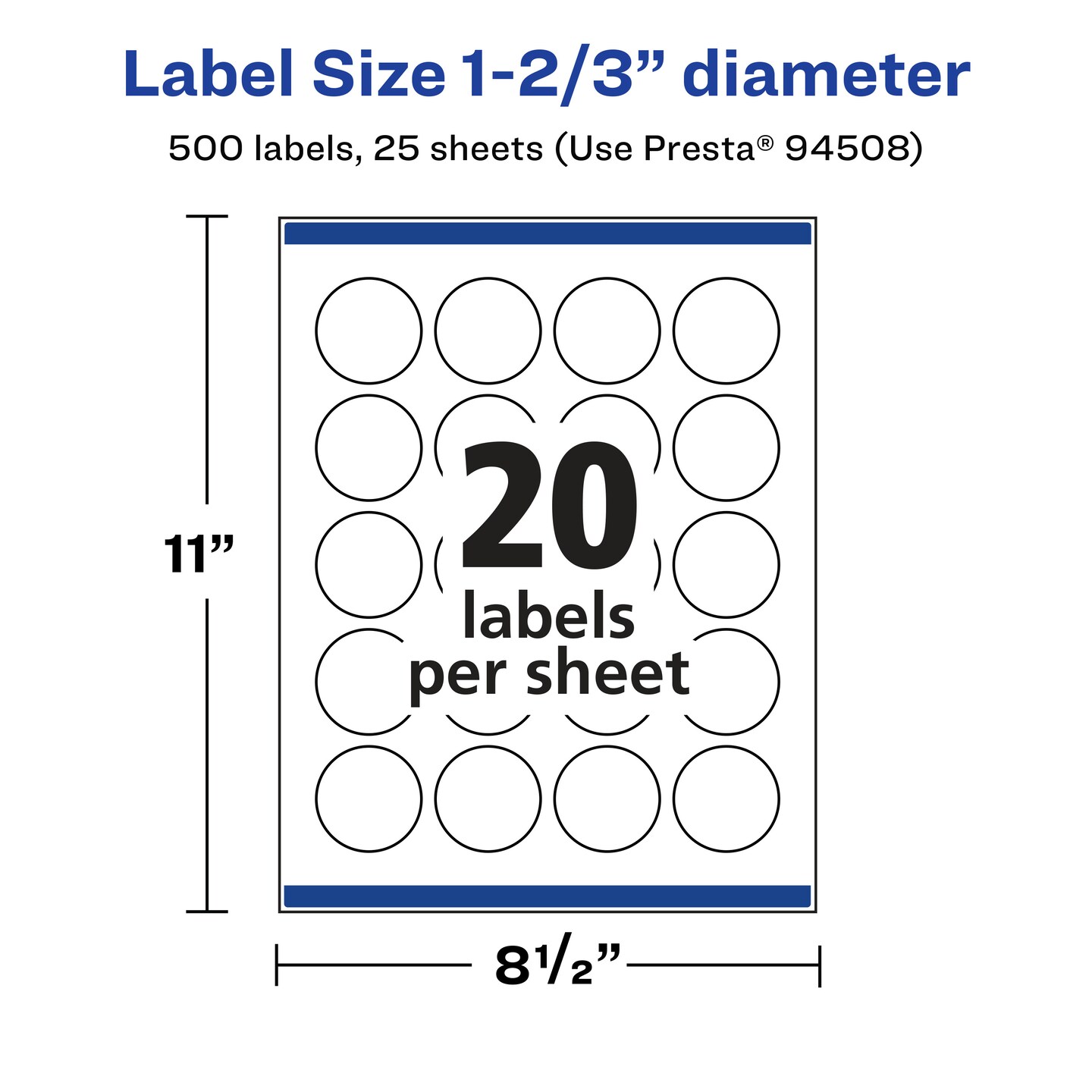 Avery Glossy Clear Round Labels with Sure Feed, 1-2/3&#x22; diameter
