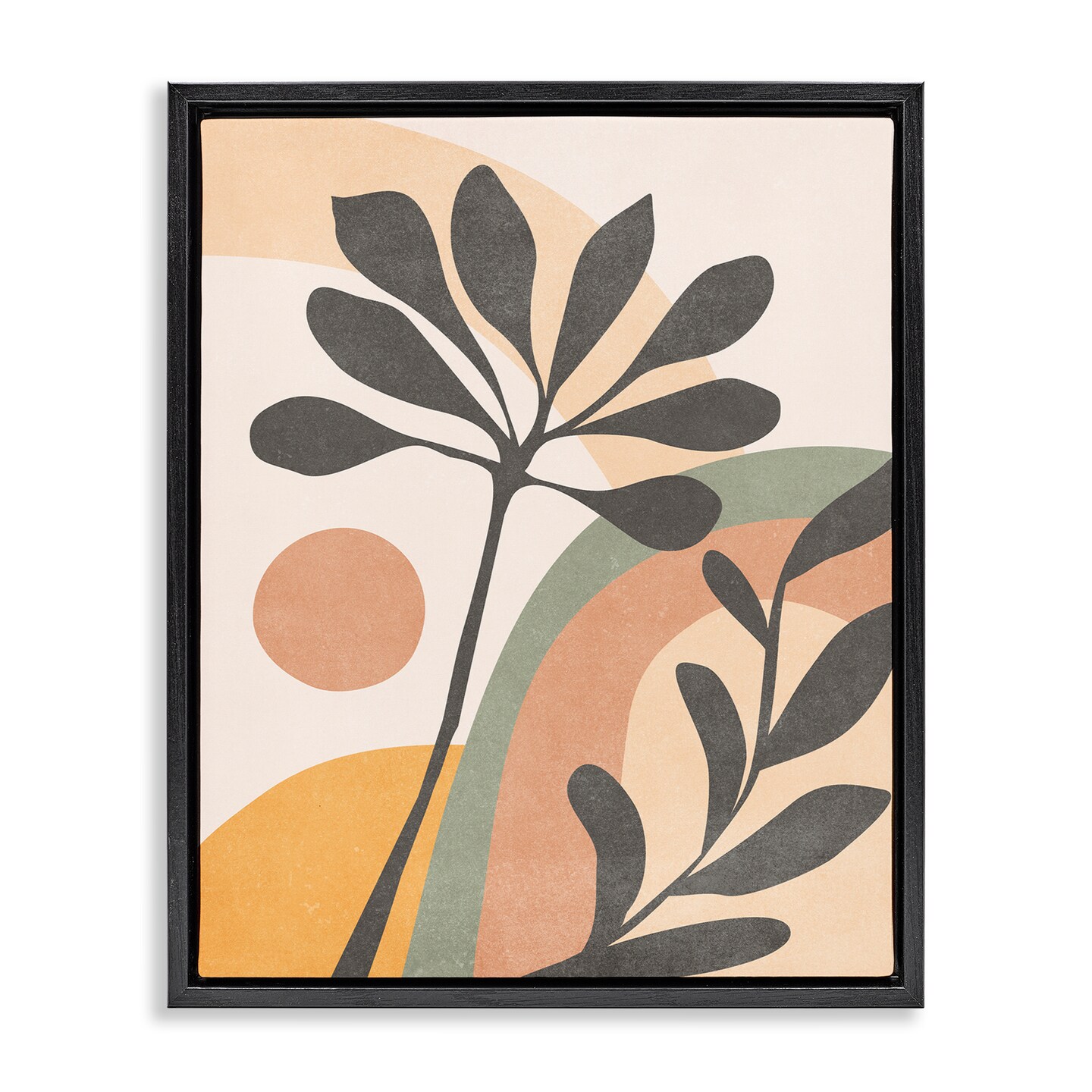 Stupell Industries Retro Sage Boho Sprigs Framed Floater Canvas Wall Art Design by Nataly White