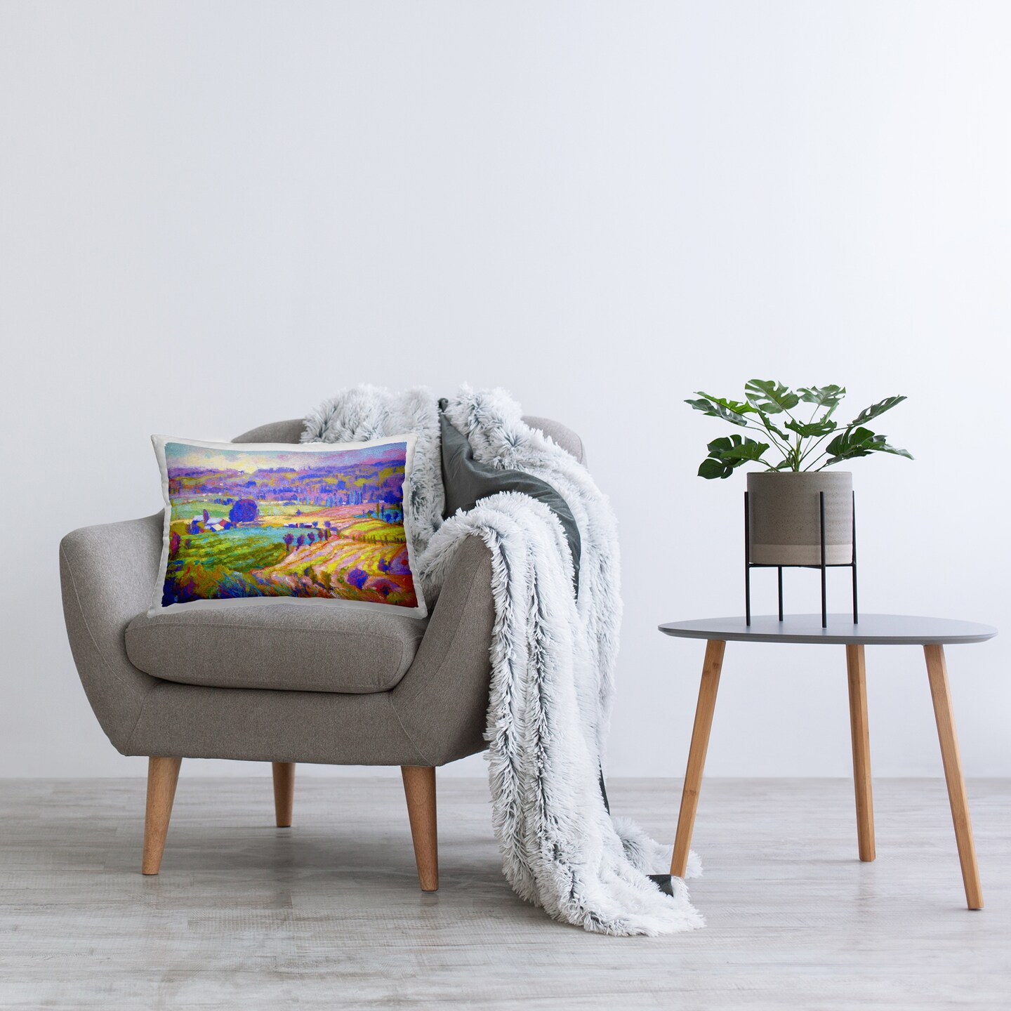 Classic Farm Purple Accents Decorative Printed Throw Pillow Design by Dorothy Fagan, 14 x 7 x 20