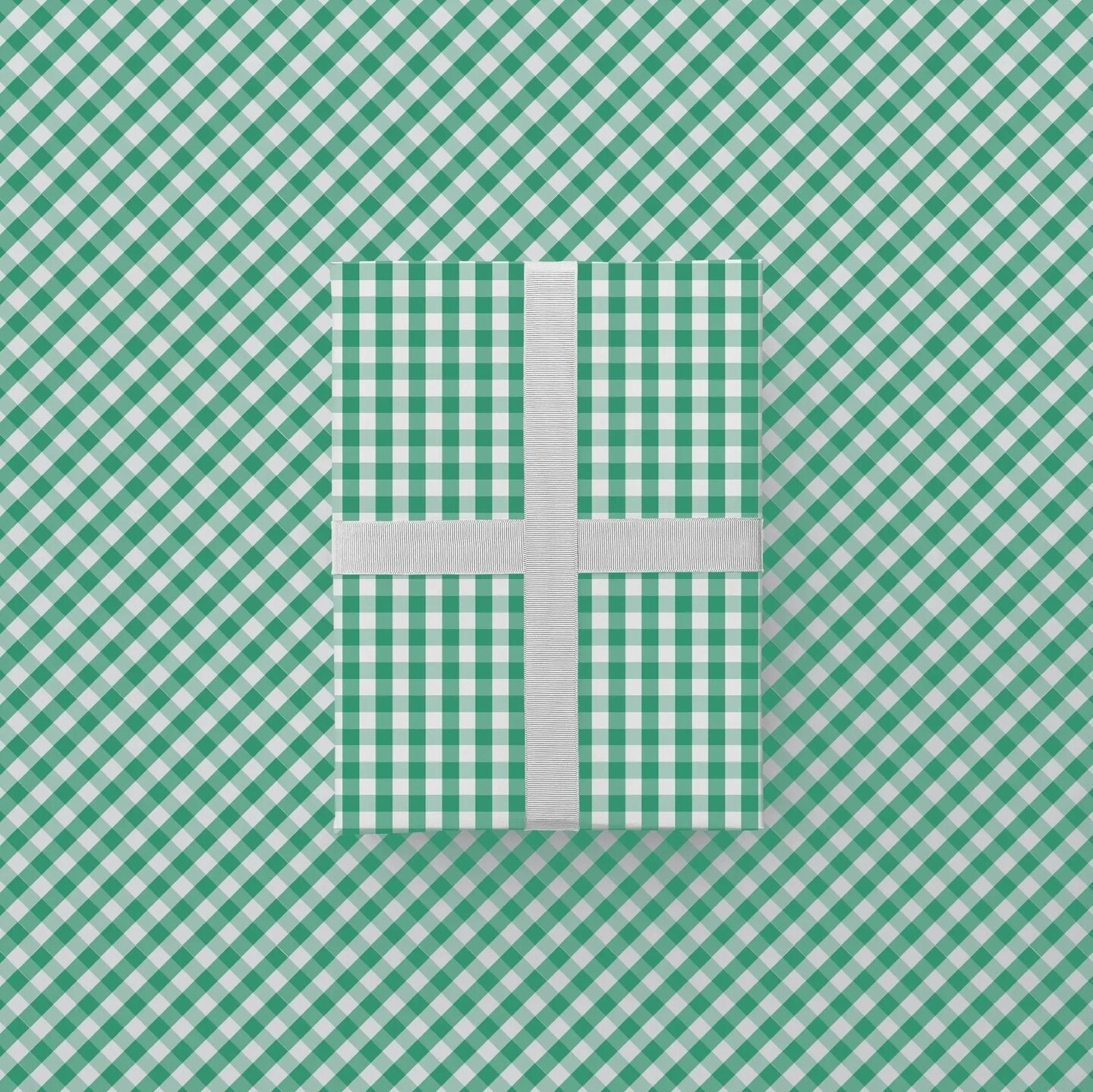 Green Vintage Gingham Gift Wrap