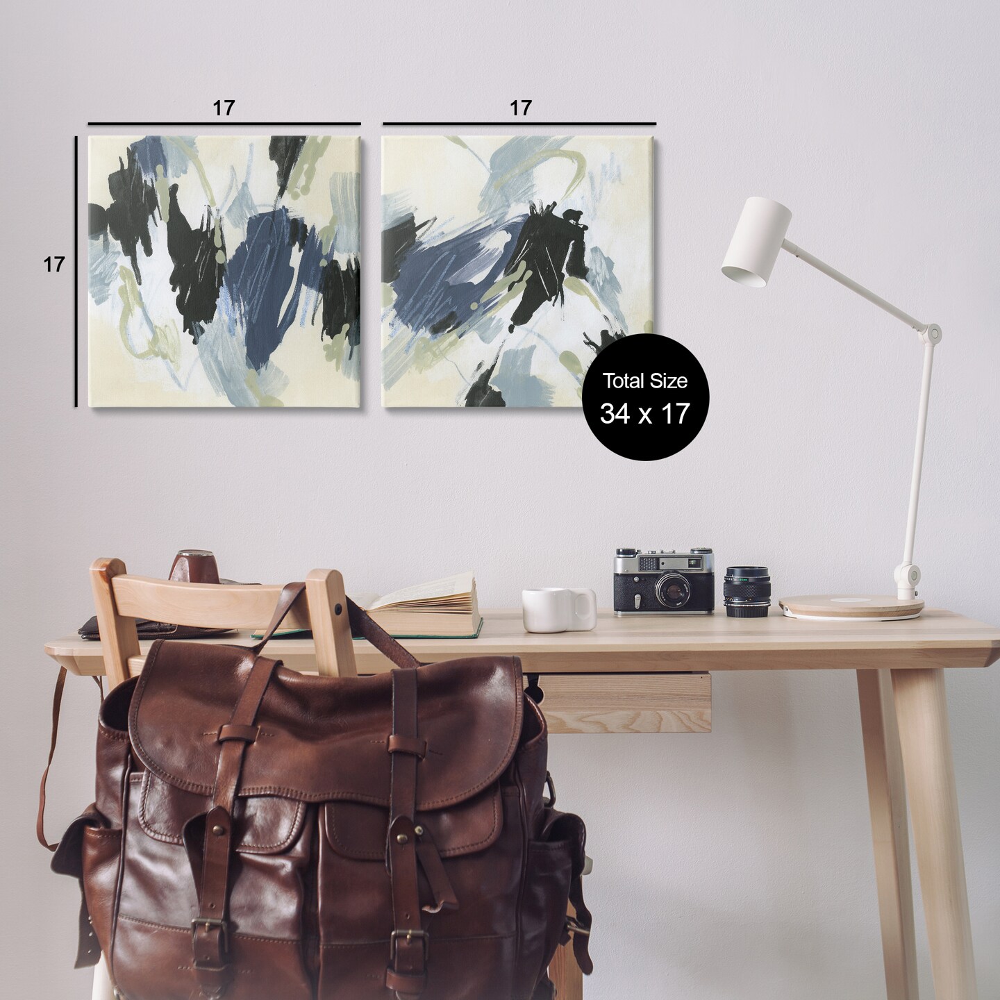 Stupell Industries Muted Blue Green Abstract Patches 2 pc Canvas Wall Art Set Design by June Erica Vess