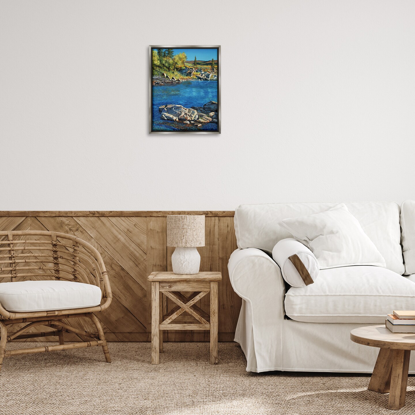Stupell Industries Rocky River Landscape Framed Floater Canvas Wall Art Design by Andrew Kiss