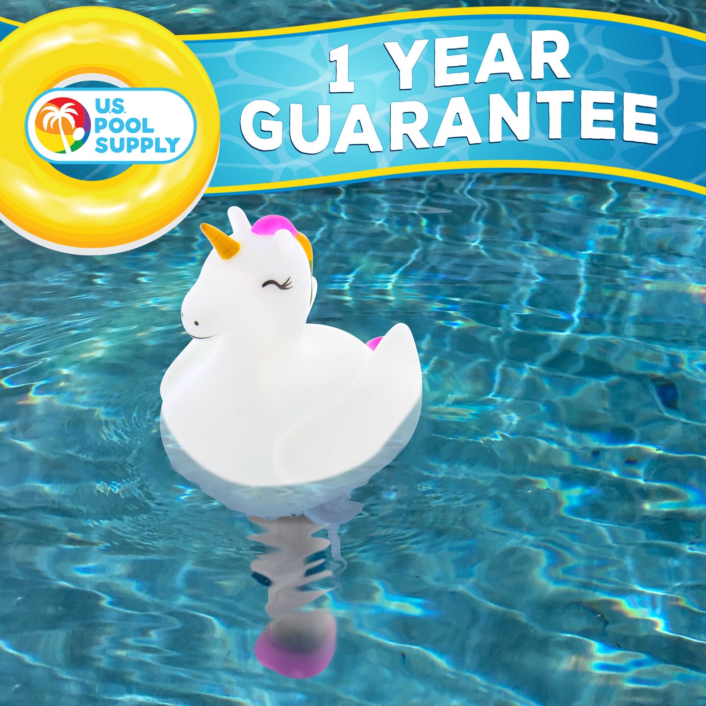 U.S. Pool Supply Floating Unicorn Thermometer - Easy to Read Temperature Display, Measures up to 120&#xB0;F &#x26; 50&#xB0;C, Swimming Pools, Spas, Kids Pools, Cute