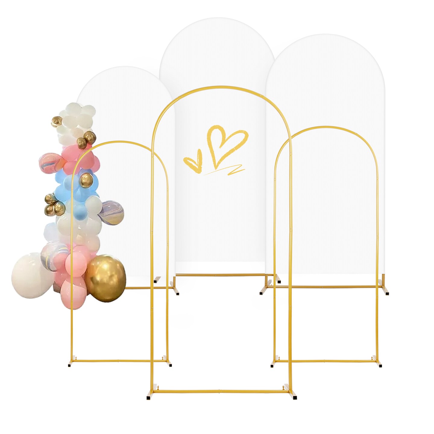 6Pcs/Set Metal Arch Backdrop Stand And Cover Flower Stand Arch Frame For Wedding Ceremony Baby Shower Balloon Arch