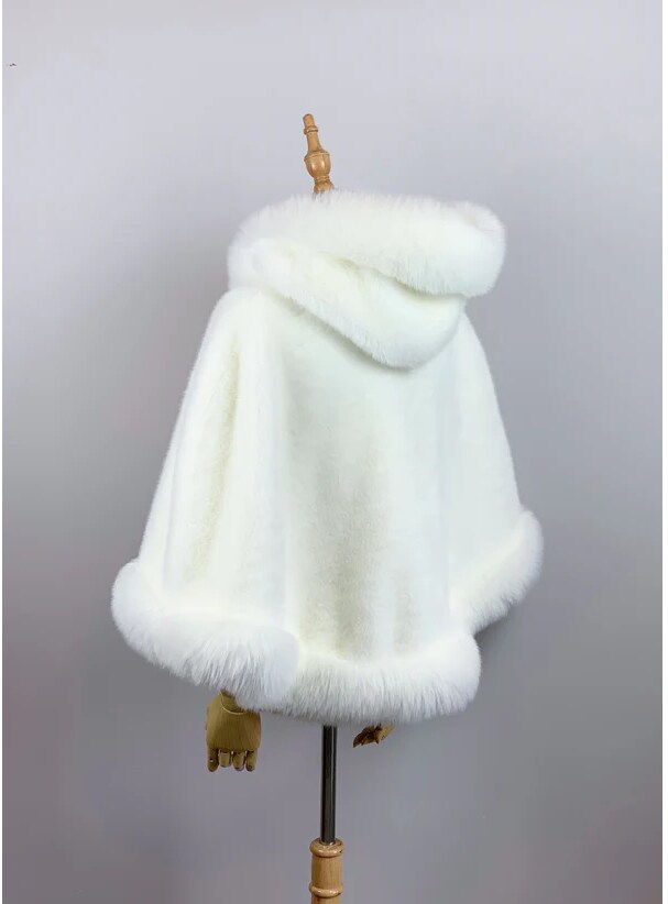 Ivory White Faux Fur Cape (Juliet Wht01) | MakerPlace by