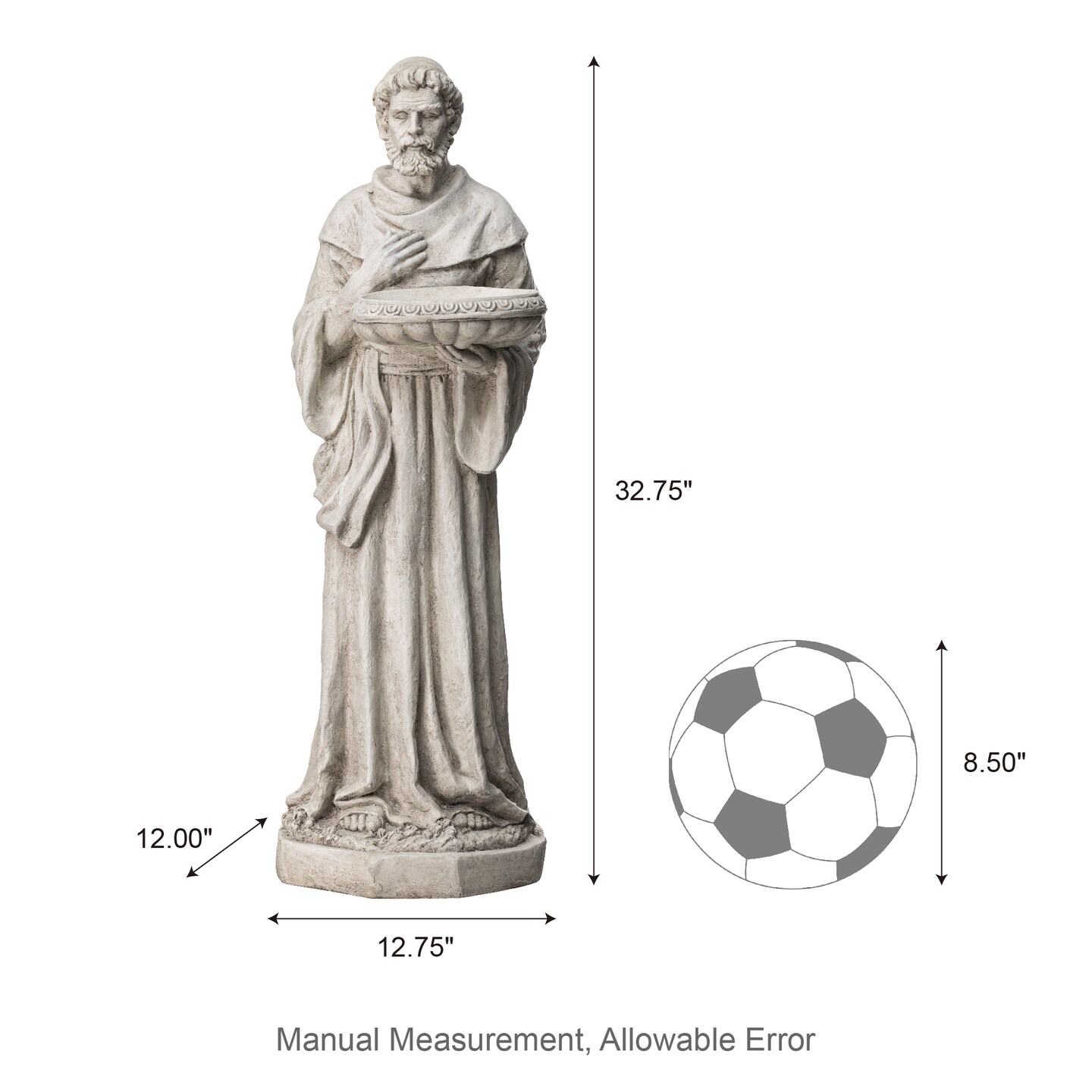 32.75&#x22;H MGO St. Francis Garden Statue with Birdfeeder