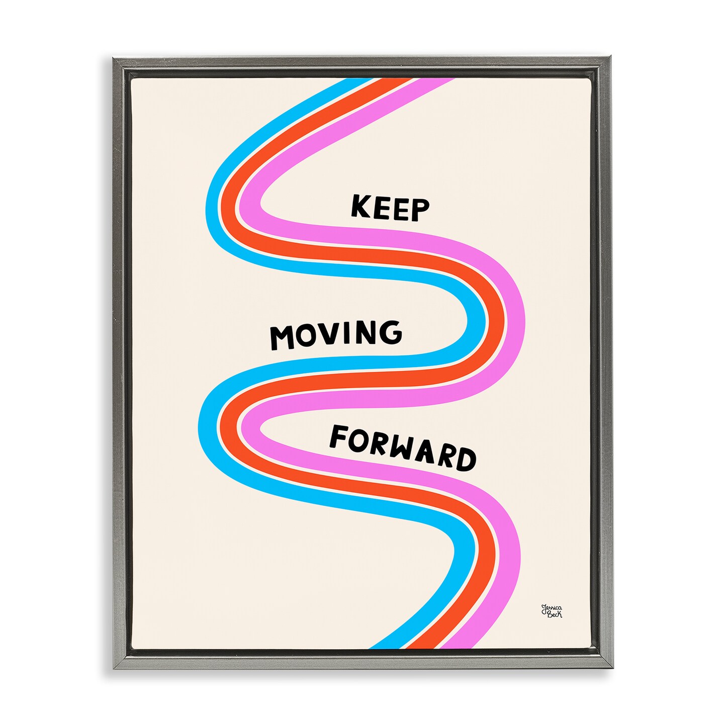 Stupell Industries Keep Moving Forward Framed Floater Canvas Wall Art Design by Jessica Beck