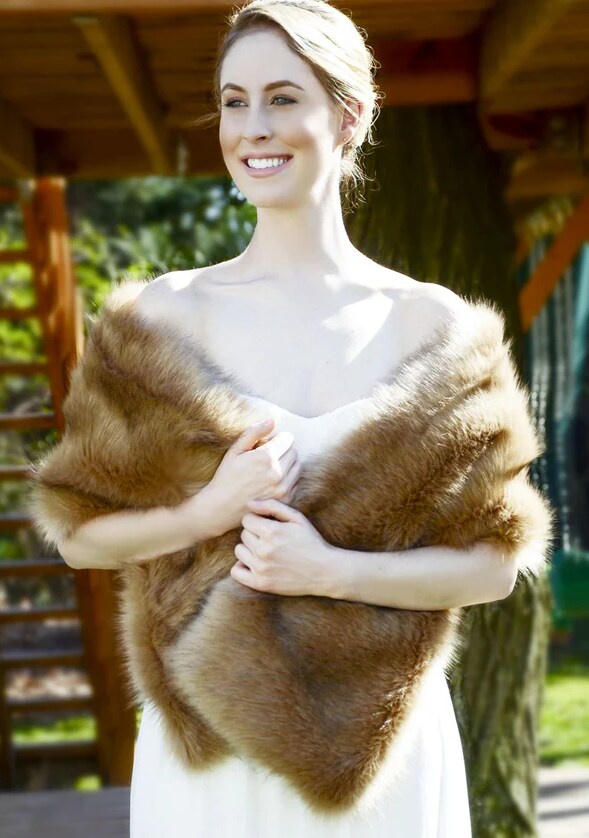 Honey Brown Fur Shawl (Lilian LBrw03) | MakerPlace by Michaels